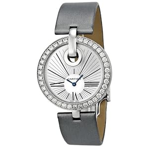 Cartier Captive De Cartier Silver Dial 18kt White Gold Diamond Silver Satin Ladies Watch WG600012