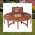 Baumbank �160cm Eukalyptus Holz FSC Gartenm�bel Bank Baum Rundbank Holzbank