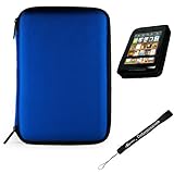 Blue Slim Stylish Hard Cover Nylon Protective Carrying Case Folio for Pandigital Novel 7 Color Multimedia eReader + Indlues a 4-Inch Determination Hand Strap