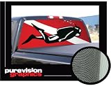 SCUBA DIVER 22" x 65" -Rear Window Graphic- diving truck decal suv