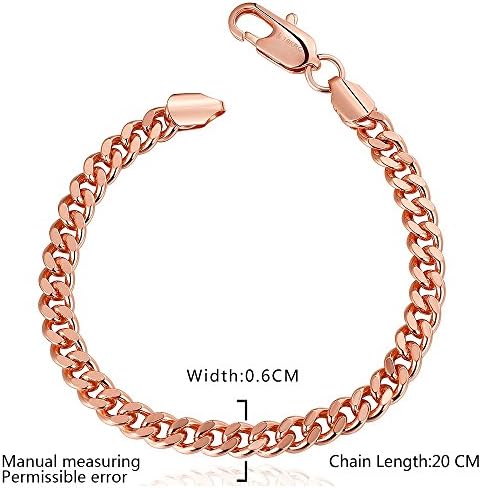 Efloral Men's Fashion Rose Gold and Gold Plated 6mm 20cm Sideways Link Chain Bracelet