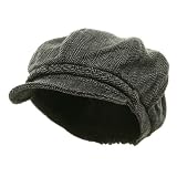 Herringbone Newsboy Cap-Black