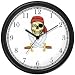 Skull with Eye Patch & Red Bandanna Hat & Crossed Swords - Pirate Theme - JP Wall Clock by WatchBuddy Timepieces (Hunter Green Frame)