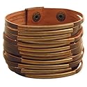 Brown Leather & Bar Cuff Bracelet