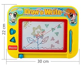 Buyus <b>Travel Size</b> Color Magnetic Drawing Board for Kids/Toddlers/Babies with 2 Stamps and 1 Pen- Retail Box- Also Named Mini Imaginarium Magic Magical Doodle/Scribble/Writing/Draft/Sketch Tablet Pad