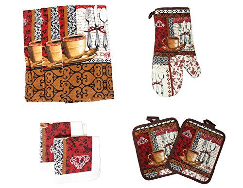 J & m home fashions 8 piece printed kitchen towel s…