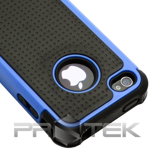Triple Defender Layer Impact Hard Case Blue with Screen Savers for Apple iPhone 4, 4S and 4G Att Verizon Sprint