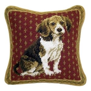 Beagle Dog Needlepoint Wool Throw Pillow 10
