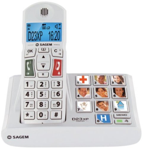 Sagem - D23XP - Téléphone sans fil DECT\GAP - mains-libres - touches mémoire avec photos - blanc