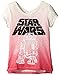 STAR WARS Big Girls' R2D2 Dip Dye Speckle Jersey Double V-Neck Tee, Pink, Large
