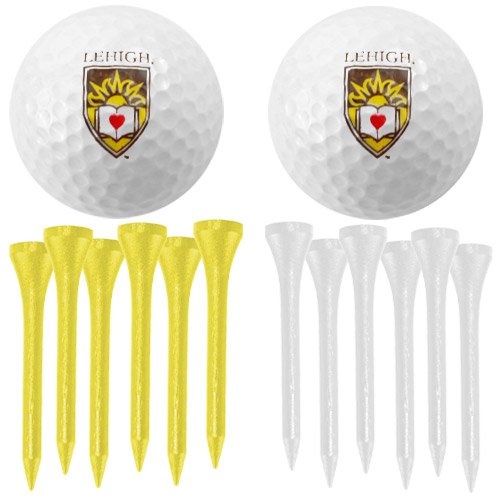 Lehigh Mountain Hawks Two Golf Balls And Twelve Tees Set