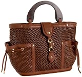London Fog Kylie Tote,Brown Woven/Black Liner,one size