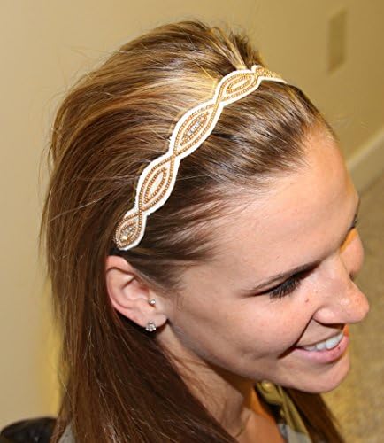 SYDNEY - IG -Regalia Beaded Rhinestone Stretch No Slip Headband (Hair Jewelry)