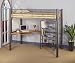 Contemporary Twin Matte Silver Metal Loftbed, Desk And Bookcase Image #1
