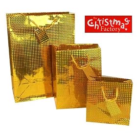 (The Christmas Factory) 3 Gift Bag Set (Metallic Red)