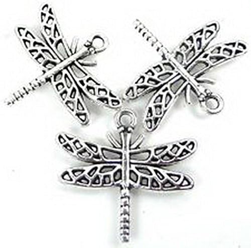 Smith Beads 15 Silver Pewter Dragonfly Charm Pendant 23x26mm Lead-Free