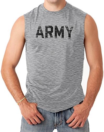 Army Men's SLEEVELESS T-shirt Tee (Medium, LIGHT GRAY)