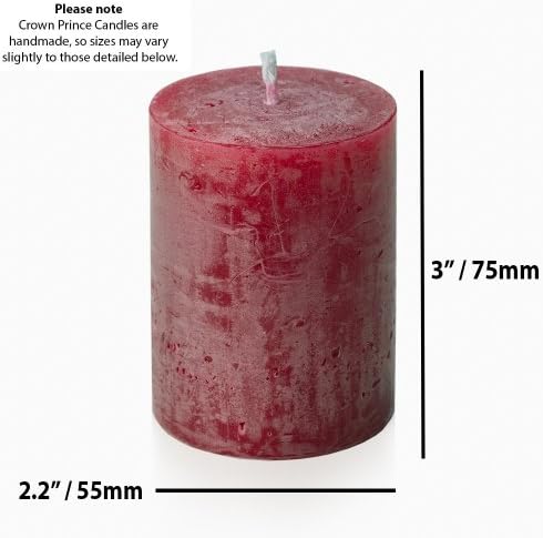 Elegant Red Pillar Candles - Rustic Christmas Candle Pillars, Unscented, Long Burning, Sensual Romantic Gifts or Table Decorations, Natural Wax Candles Round 3 Inch Tall, Bulk Set of 5
