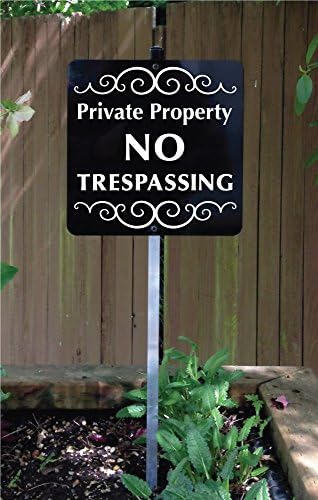 Private Property NO TRESPASSING Yard Sign Pre-Attached to a 2 Ft Stake. Don't Let Unwanted Solicitors Get to Your Door.