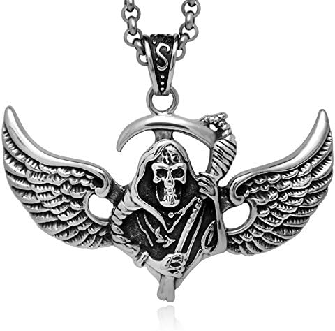 StMen Mens Punk Personality "Sickle Death" Steel Pendant Necklace