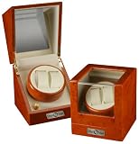 Mahogany Wood Finish 2 Watch Winder With Cream Leatherette Interior, One Turntable With 4 Program Settings. Mahogany Wood Finish 2 Watch Winder With Cream Leatherette Interior, One Turntable With 4 Program Settings.