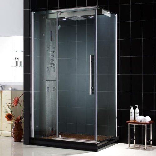 DreamLine SHJC-4036488L Majestic Chrome Exterior Trim, Brushed Nickel Shower Column, left-wall con