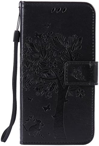 Samsung Galaxy A5(2016) Case [with Free Screen Protector],Asukaparadise PU Leather Flip Magnetic Closure Wallet [Card Slots] Stand Butterfly Tree Cat Impressed Design Case For Samsung Galaxy A5(2016)