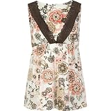 FULL TILT Womens Floral & Eyelet Baby Doll - Coral/Off White