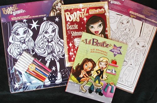 Childrens Toyshop  Toys : Set of 3: Bratz Velvet Doodle, Bratz Coloring Book & Bratz Sticker Book