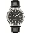 Timex 21752 Men's Round Silver-Tone Dress Watch with Black Genuine Leather Band - IN Attractive GIFT BOX