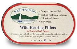Bar Harbor Wild Herring Fillets In Tomato-Basil Sauce, 6.7-Ounce Cans (Pack of 12)