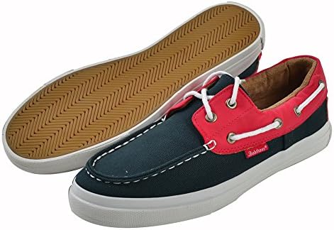 Babihaus Men's Patchwork Leather Canvas Lace-up Flat Boat Shoe US 8