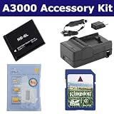 Canon PowerShot A3000 IS Digital Camera Accessory Kit includes: SDNB8L Battery, SDM-1517 Charger, KSD4GB Memory Card, ZELCKSG Care & Cleaning
