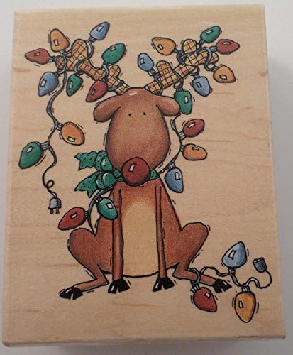 Stampington &amp; Co Tangled Rudolph Holiday Christmas Wood Rubber Stamp K5293