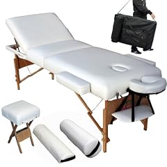 Massageliege Premium Farbe wei� 10cm reine Polsterung +Set4 inkl. 2 Lagerungsrollen, Hocker & Tasche & Alukopfst�tze