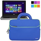 Evecase Dell Inspiron 11 3000 Series 11.6'' Laptop Neoprene Sleeve Case, Slim Briefcase w/ Handle & Accessory Pocket / Ultra Portable Travel Carrying Case Sleeve Portfolio Pouch Cover - Blue