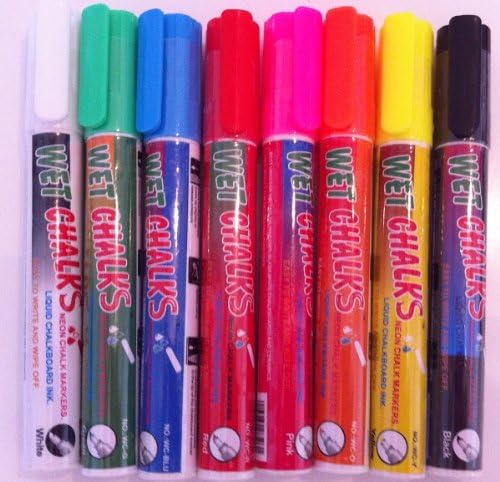 8 Chalk Markers Wet Liquid Neon Fluorescent Color Erasable Pens Chalkboard Ink