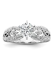 14k White Gold Peg Set Aa Quality Semi-Mounting Diamond Ring, No Center Stone Included