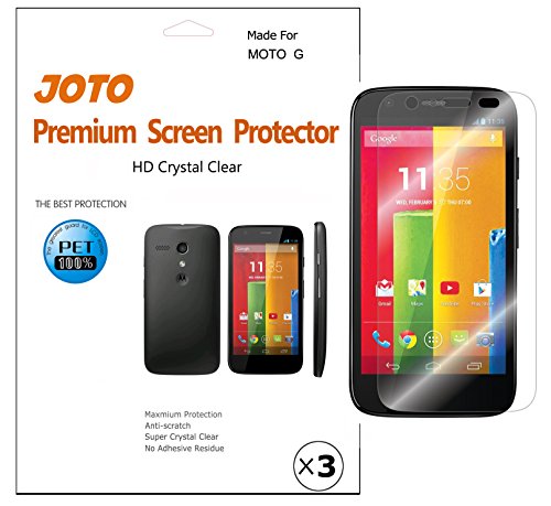 Motorola MOTO G Screen Protector - JOTO Ultra HD Crystal Clear (Invisible) version Japanese Screen Protector Film Guard for 2013 Motorola MOTO G smartphone, with Lifetime Replacement Warranty (3 Pack)