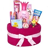 Pink Disney Princess Bath Towel Cake for Girls - Easter Basket Alternative or Birthday Gift Idea for Kids
