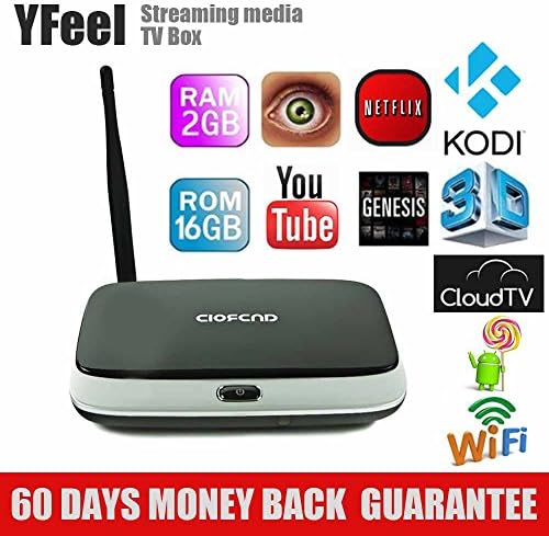 YFeel CS918 2GB/16GB Kodi(XBMC) 16.0 Tv Box Android 4.4 Quad Core Smart TV Box RK3128 1.3GHz with Full 1080P HD Fully Loaded Bluetooth 2.0 External Wifi Antenna Streaming Media Player for 2016