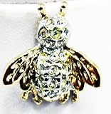 Gold Plated Bumble Bee Pin with Cubic Zirconia Gemstones - Fashion Brooch