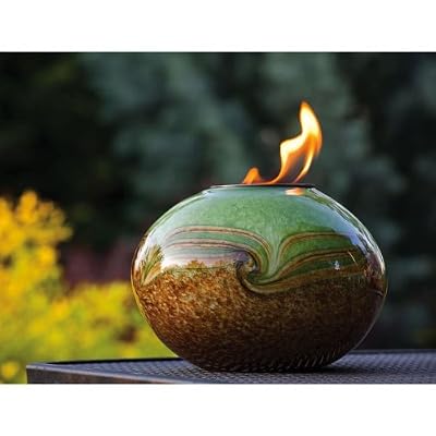 Green and Brown Glass Fireside Firepot