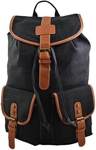 Fashion Unisex Canvas Backpack School Travel (Black)