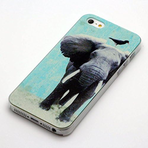 iPhone 5 Case iPhone 5S Case AFYCOLOR Hard PC Material with 4D UV Embossing Craft Print - Animal Series of Easeful Elephant and Bird
