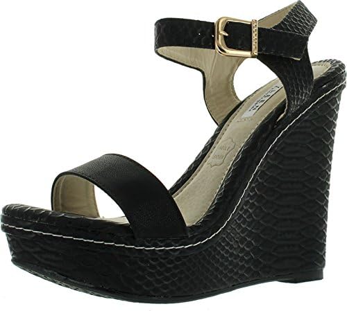 Kayleen CHERI-3 Women's Fashion Strappy High Heel Platform Wedge Sandals,8 B(M) US,Black