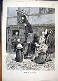 1873 Street Scene Restoring Sign Wig Maker Old Print