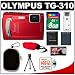 Olympus Tough TG-310 Shock & Waterproof Digital Camera (Red) with 8GB Card + Battery + Case + Accessory Kit