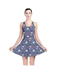 Polyester/Spandex Tropical Print Stretchy Skater Dress 