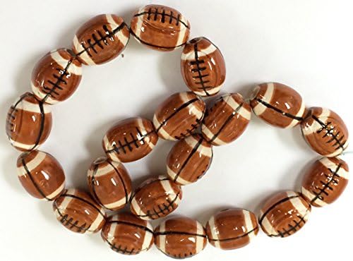 20pcs 10 x 14mmCeramic Football Sports Beads - Hand Painted